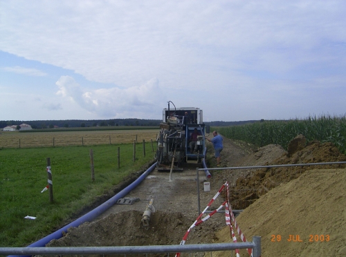 Neubau Wasserleitungsverbund Moorenweis-Eismerszell, Horizontalbohrverfahren